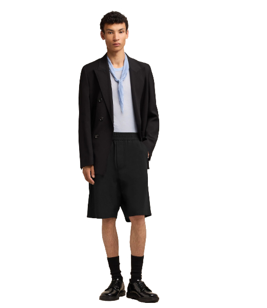 Elasticated Waist Black Bermuda
