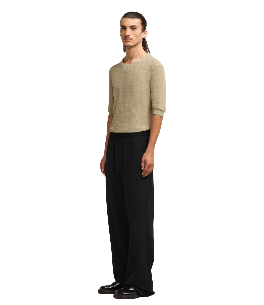 Wide Elasticated Waist Black Trousers