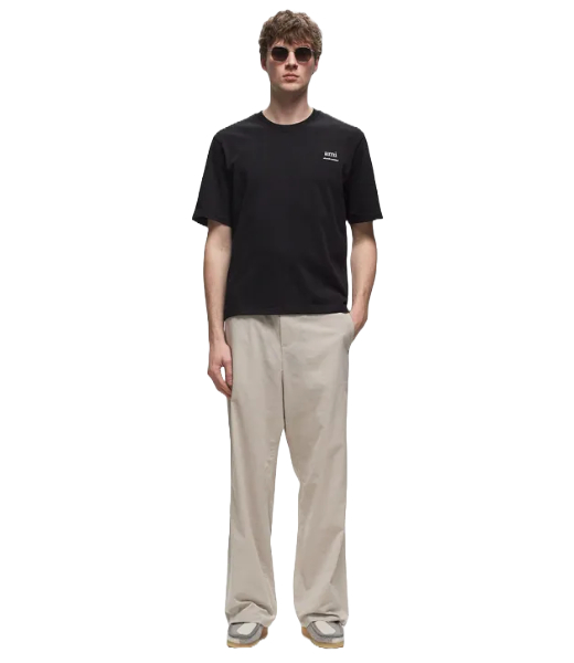 Wide Elasticated  Waist Beige Trousers