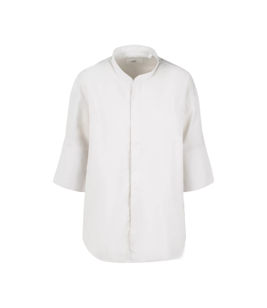 Mao Collar Oversize Chalk Cotton Poplin Shirt