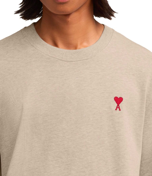 Red Ami De Coeur Beige Cotton T Shirt