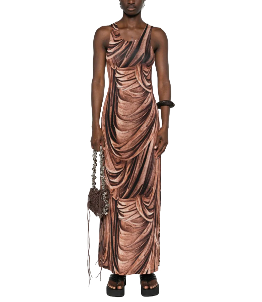 Drappe Terracotta Robe Strap Dress