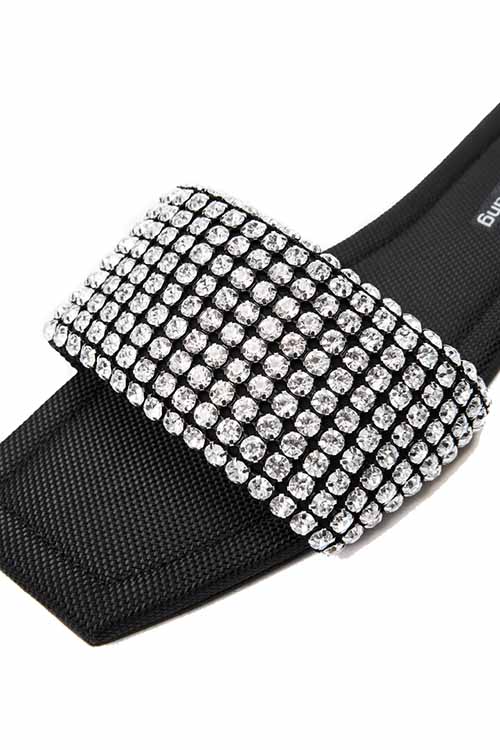 Black Anya Crystal Flat Slide