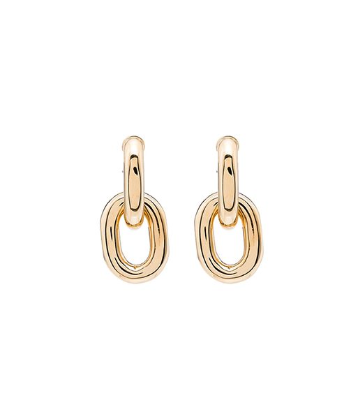 Gold XL Link Double Hoop Earrings