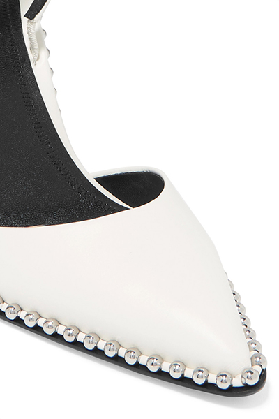 ALEXANDER WANG WHITE SLING BACK SILVER METALIC STUDS