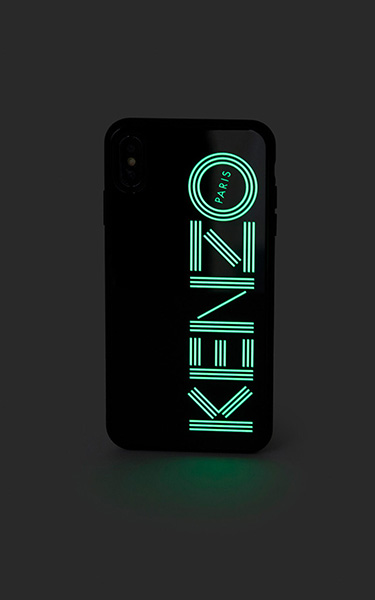 KENZO BLACK GLOW IN THE DARK LOGO CASE I PHONE XS MAX