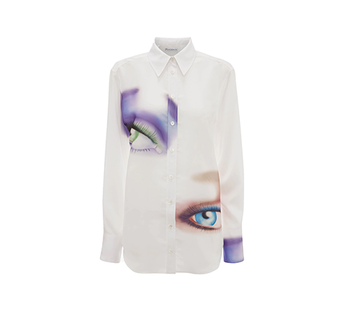 Eye Print Classic Fit White Shirt