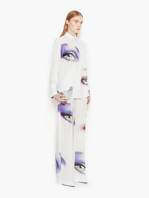 Eye Print Classic Fit White Shirt