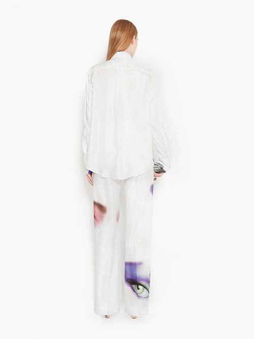 Eye Print Classic Fit White Shirt