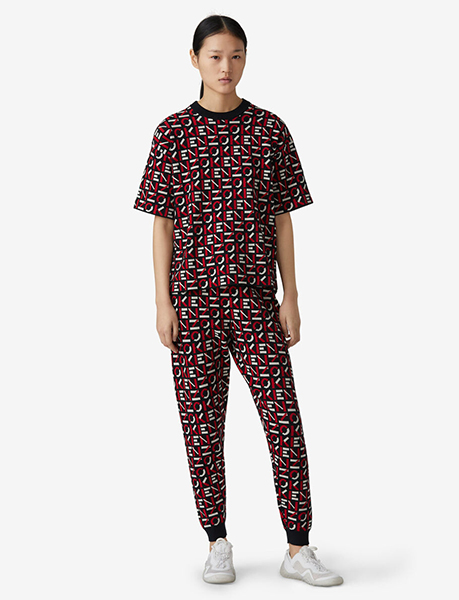 KENZO MEDIUM RED MONOGRAM JOGPANTS