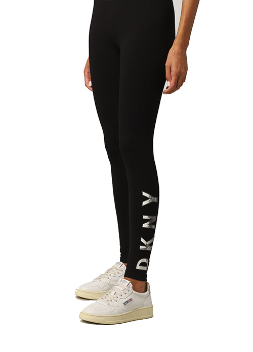 White Logo Black Tights