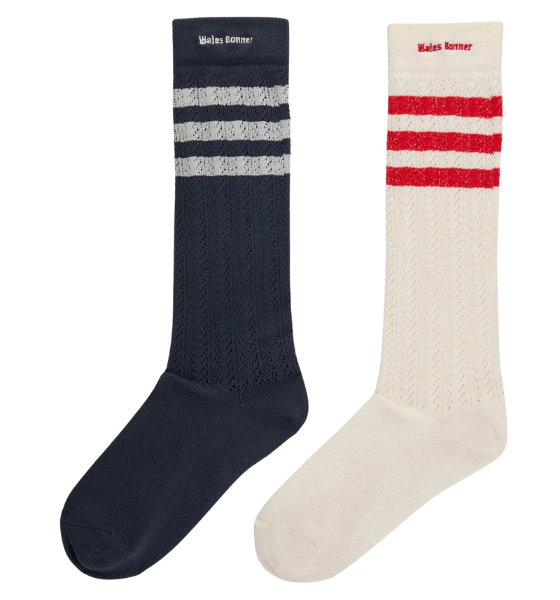 Navy Blue/White WB Cro High Socks
