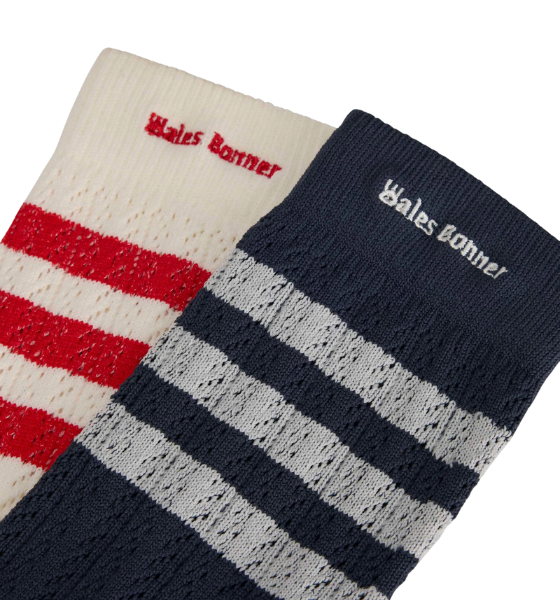 Navy Blue/White WB Cro High Socks