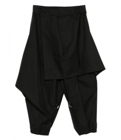 Black Asymmetric Drape Jogger Pants