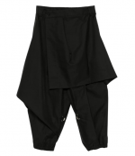 Black Asymmetric Drape Jogger Pants