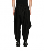 Black Asymmetric Drape Jogger Pants
