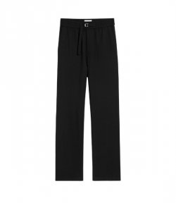 Black Cotton Straight Fit Elasticated Trousers
