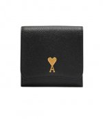 Black Leather Paris Compact Wallet