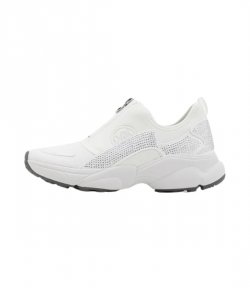 Sami White Rhinestones Zip Trainer
