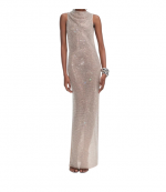 Silver Rhinestone Drape Maxi Dress