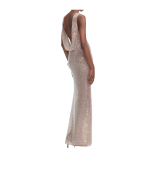 Silver Rhinestone Drape Maxi Dress