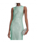 Mint Rhinestone Mesh Midi Dress