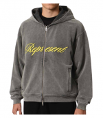Vintage Grey Script Logo Hoodie