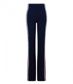 Navy Blue/Red/Ecru Stripes Pantalon Fitted Pants