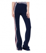 Navy Blue/Red/Ecru Stripes Pantalon Fitted Pants