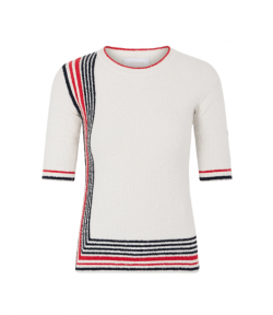 Ecru/Red/Navy Stripes Pull Cardigan