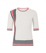 Ecru/Red/Navy Stripes Pull Cardigan
