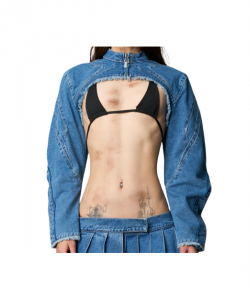 Xtc Blue Washed Denim Choker Jacket