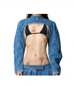 Xtc Blue Washed Denim Choker Jacket