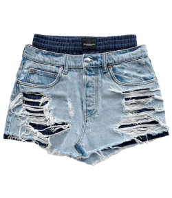 Light Bleach Distressed Denim Skirt With Boxer