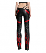 Black/Red Hollywood Assymetric Moto Trousers