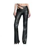 Black Hollywood Assymetric Moto Trousers