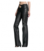 Black Hollywood Assymetric Moto Trousers