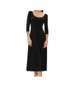 Black Long Sleeve Reversible Scoop Neck Flared Dress