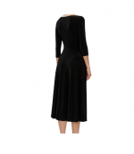 Black Long Sleeve Reversible Scoop Neck Flared Dress