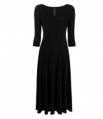 Black Long Sleeve Reversible Scoop Neck Flared Dress