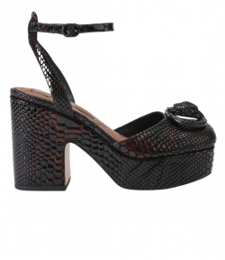 Dark Brown Snake Print Chelsea Closed Platform