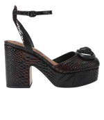 Dark Brown Snake Print Chelsea Closed Platform