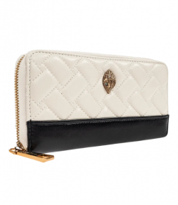 Leather White/Black Kensington Zip Around Wallet