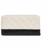 Leather White/Black Kensington Zip Around Wallet