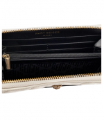 Leather White/Black Kensington Zip Around Wallet