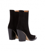 Black Suede Leather Dallas Embellished Toe Ankle Boot