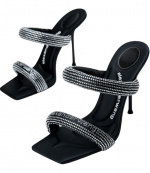 Black Crystal Julie Tubular Sandal