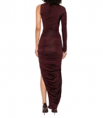 Burgundy One Shoulder  Mesh Robe Dress