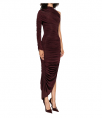 Burgundy One Shoulder  Mesh Robe Dress