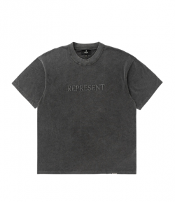 Vintage Grey Embroidered Serif Logo T-Shirt